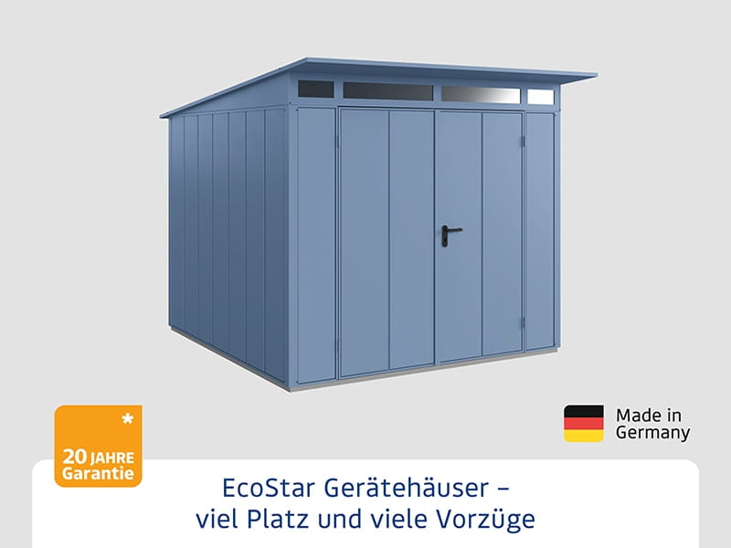 Ecostar Gerätehaus Elegant-P,Typ 2, Taubenblau, 2 flg
