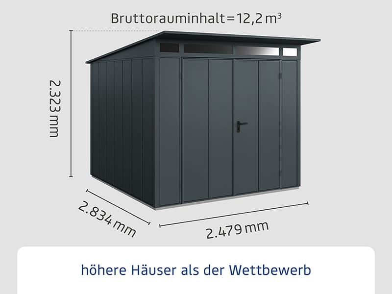 Ecostar Gerätehaus Elegant-P,Typ 2, Anthrazitgrau, 2 flg