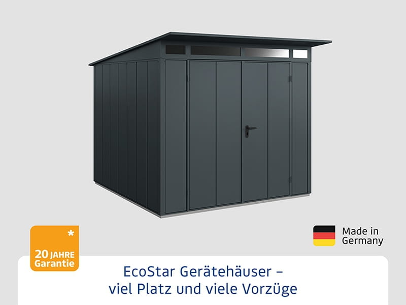 Ecostar Gerätehaus Elegant-P,Typ 2, Anthrazitgrau, 2 flg