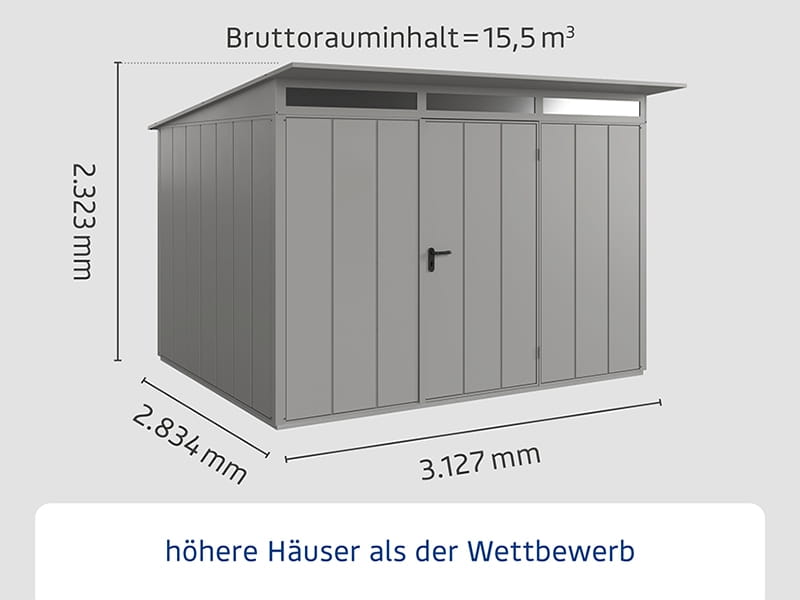 Ecostar Gerätehaus Elegant-P,Typ 3, Grau Aluminum, 1 flg
