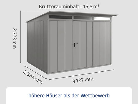 Ecostar Gerätehaus Elegant-P,Typ 3, Grau Aluminum, 1 flg