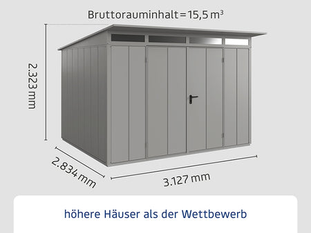 Ecostar Gerätehaus Elegant-P,Typ 3, Grau Aluminum, 2 flg