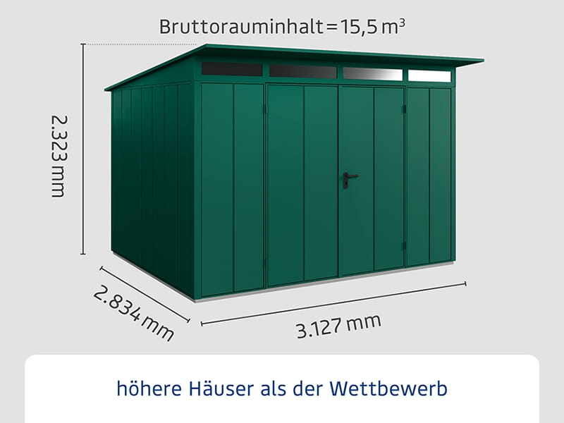 Ecostar Gerätehaus Elegant-P,Typ 3, Moosgrün, 2 flg