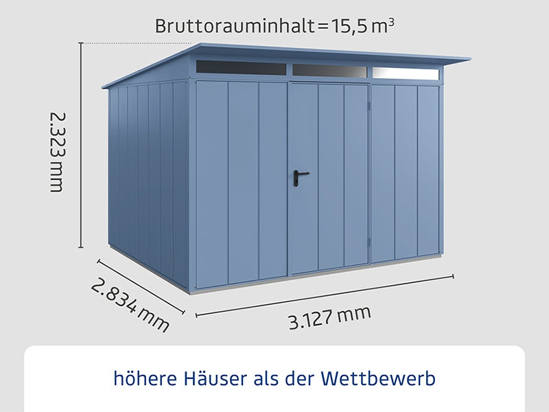 Ecostar Gerätehaus Elegant-P,Typ 3, Taubenblau, 1 flg