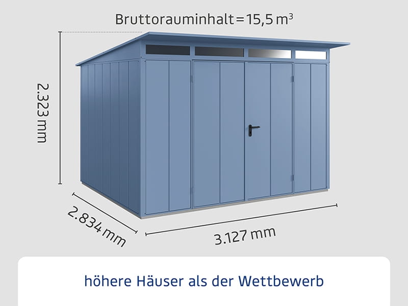 Ecostar Gerätehaus Elegant-P,Typ 3, Taubenblau, 2 flg
