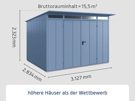 Ecostar Gerätehaus Elegant-P,Typ 3, Taubenblau, 2 flg