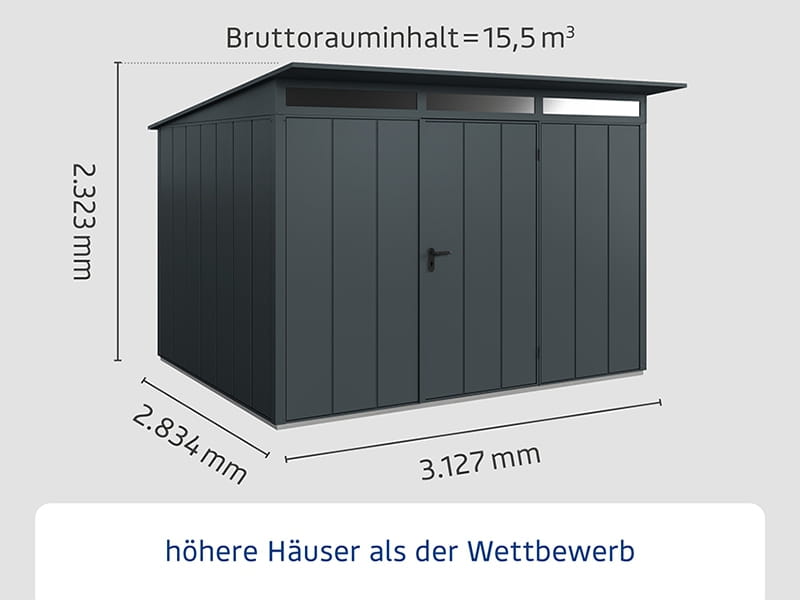 Ecostar Gerätehaus Elegant-P,Typ 3, Anthrazitgrau, 1 flg