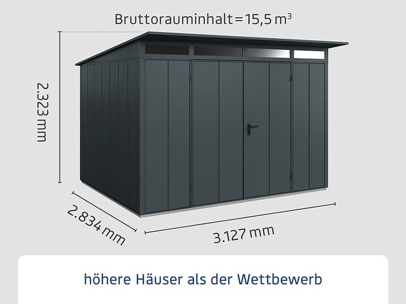 Ecostar Gerätehaus Elegant-P,Typ 3, Anthrazitgrau, 2 flg