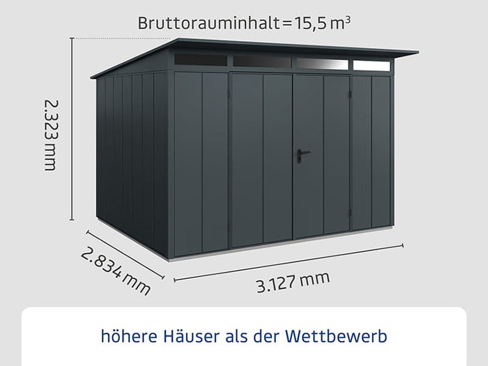 Ecostar Gerätehaus Elegant-P,Typ 3, Anthrazitgrau, 2 flg