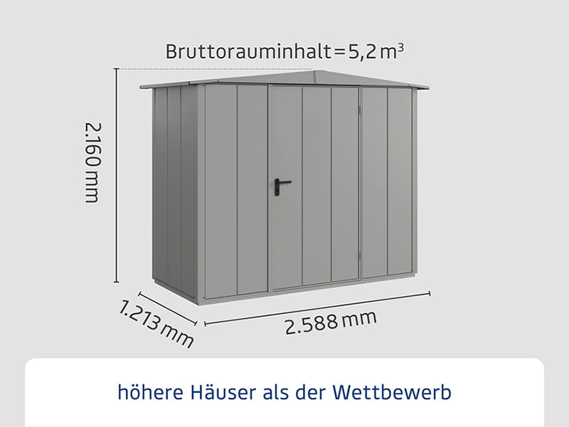 Ecostar Gerätehaus Elegant-S,Typ 1, Grau Aluminum, 1 flg