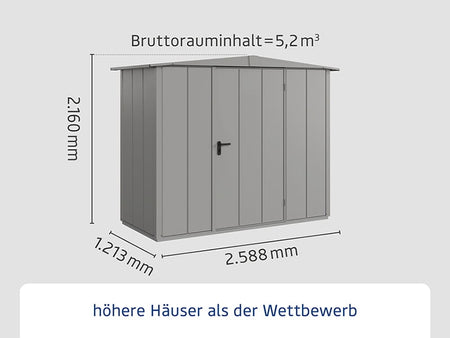 Ecostar Gerätehaus Elegant-S,Typ 1, Grau Aluminum, 1 flg