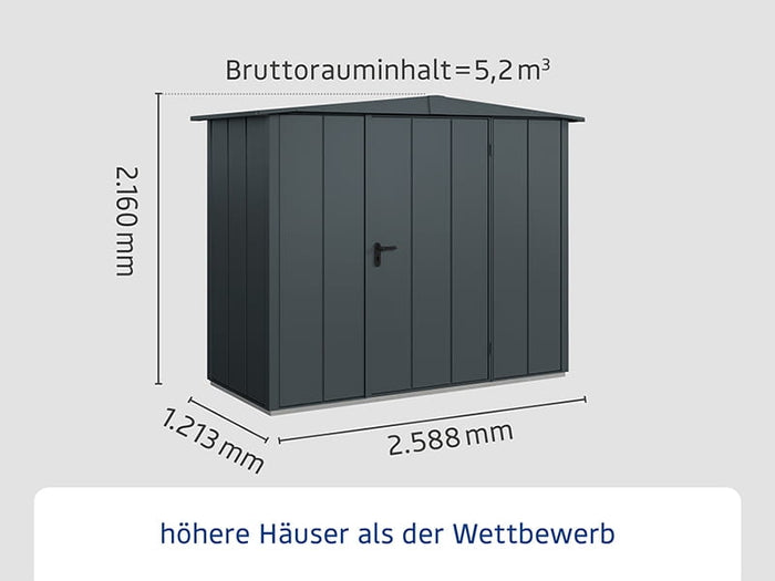 Ecostar Gerätehaus Elegant-S,Typ 1, Anthrazitgrau, 1 flg