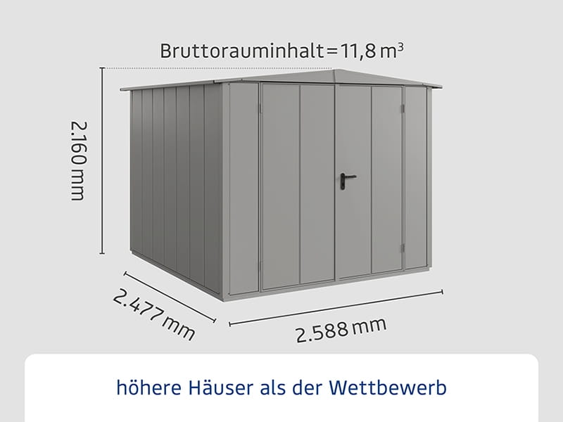 Ecostar Gerätehaus Elegant-S,Typ 2, Grau Aluminum, 2 flg