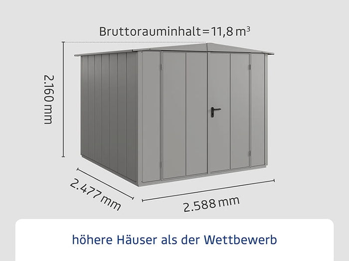 Ecostar Gerätehaus Elegant-S,Typ 2, Grau Aluminum, 2 flg