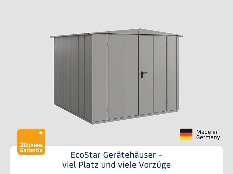 Ecostar Gerätehaus Elegant-S,Typ 2, Grau Aluminum, 2 flg