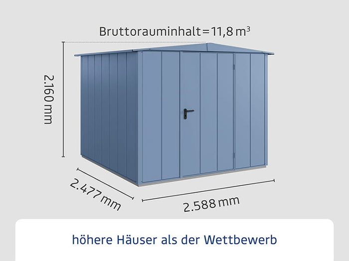 Ecostar Gerätehaus Elegant-S,Typ 2, Taubenblau, 1 flg