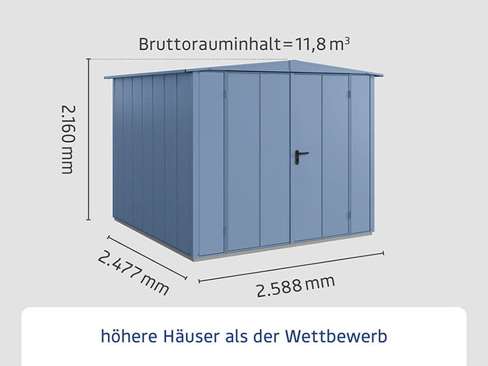 Ecostar Gerätehaus Elegant-S,Typ 2, Taubenblau, 2 flg