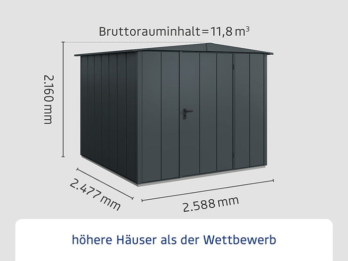 Ecostar Gerätehaus Elegant-S,Typ 2, Anthrazitgrau, 1 flg