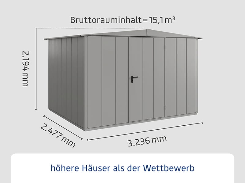 Ecostar Gerätehaus Elegant-S,Typ 3, Grau Aluminum, 1 flg