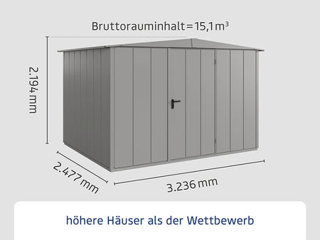 Ecostar Gerätehaus Elegant-S,Typ 3, Grau Aluminum, 1 flg
