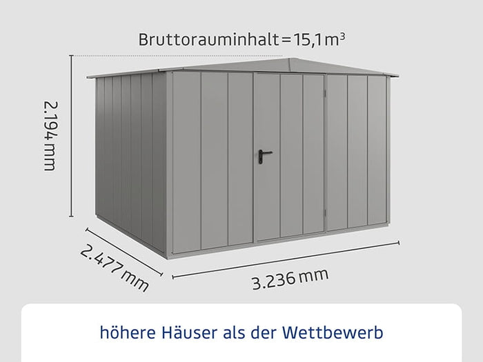 Ecostar Gerätehaus Elegant-S,Typ 3, Grau Aluminum, 1 flg
