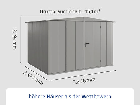 Ecostar Gerätehaus Elegant-S,Typ 3, Grau Aluminum, 2 flg