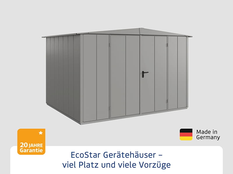Ecostar Gerätehaus Elegant-S,Typ 3, Grau Aluminum, 2 flg