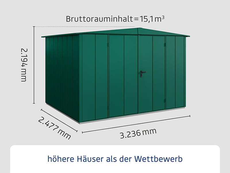 Ecostar Gerätehaus Elegant-S,Typ 3, Moosgrün, 2 flg