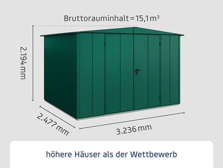 Ecostar Gerätehaus Elegant-S,Typ 3, Moosgrün, 2 flg