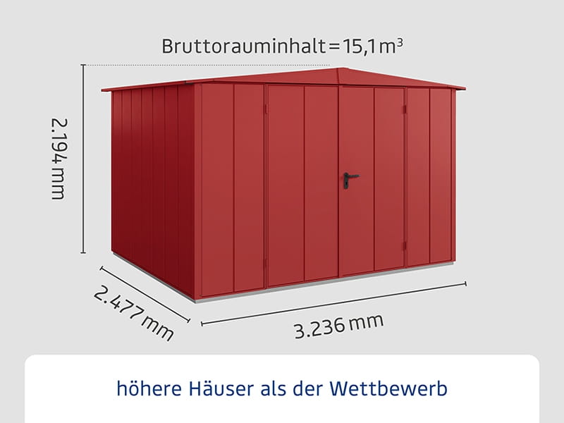 Ecostar Gerätehaus Elegant-S,Typ 3, Purpurrot, 2 flg