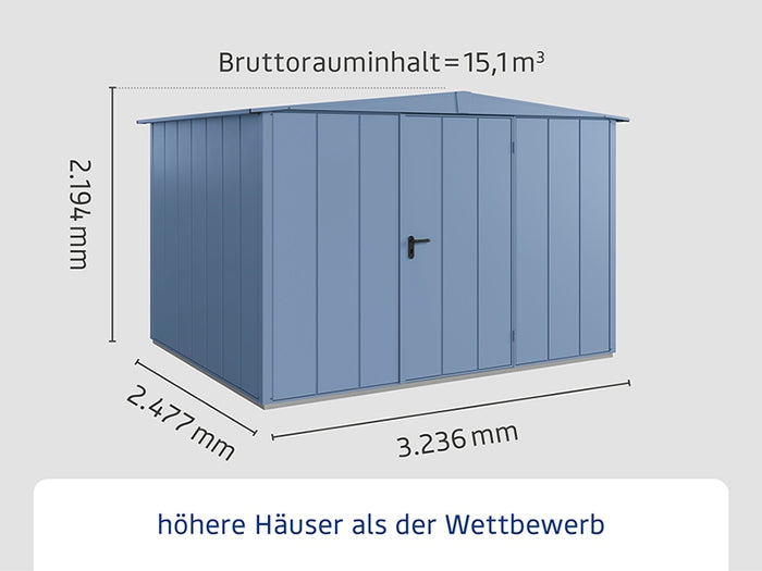 Ecostar Gerätehaus Elegant-S,Typ 3, Taubenblau, 1 flg