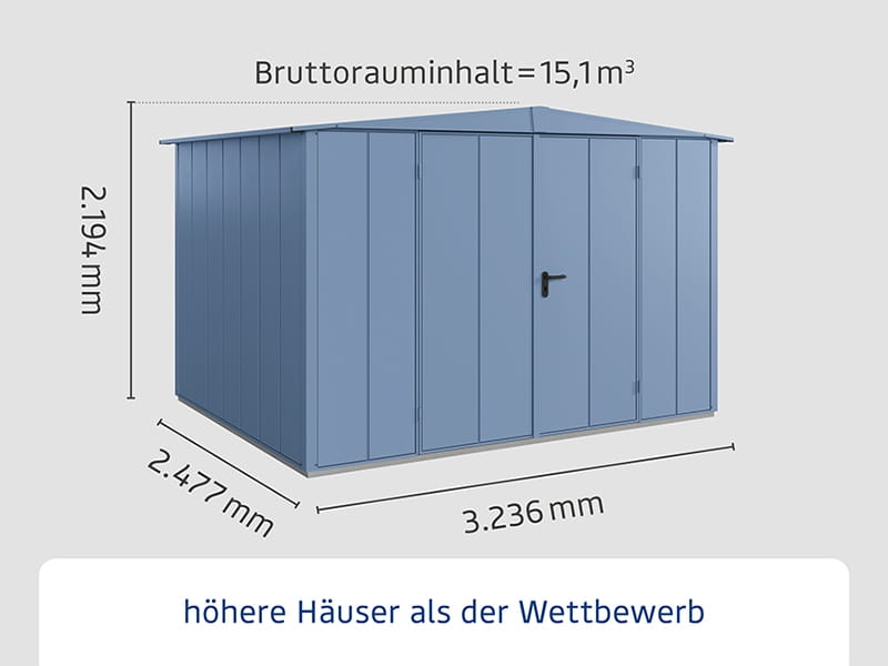 Ecostar Gerätehaus Elegant-S,Typ 3, Taubenblau, 2 flg