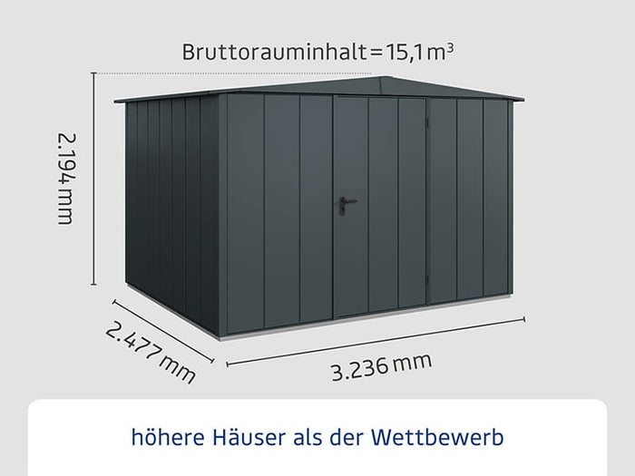 Ecostar Gerätehaus Elegant-S,Typ 3, Anthrazitgrau, 1 flg