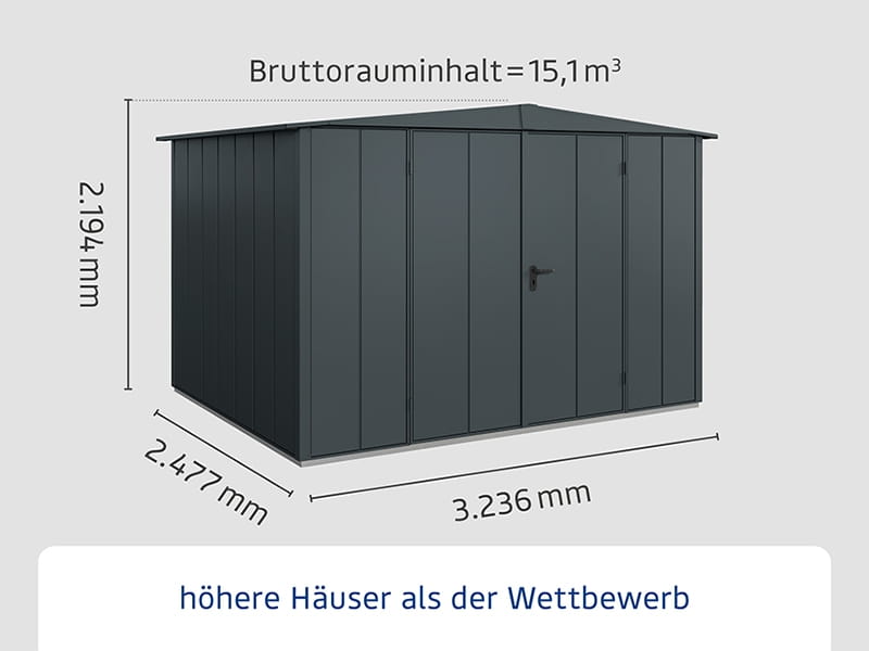 Ecostar Gerätehaus Elegant-S,Typ 3, Anthrazitgrau, 2 flg