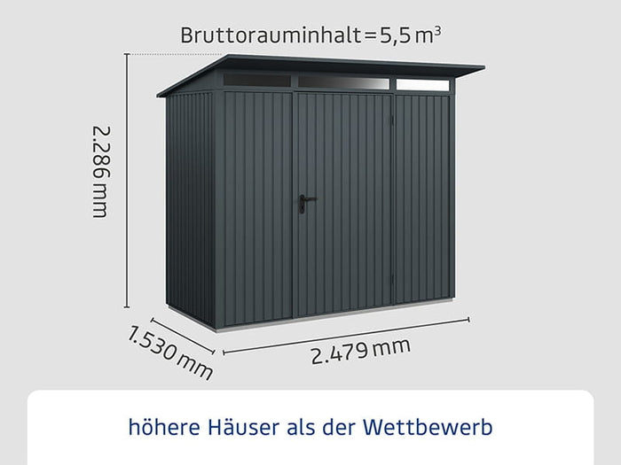Ecostar Gerätehaus Trend-P,Typ 1, Anthrazitgrau, 1 flg