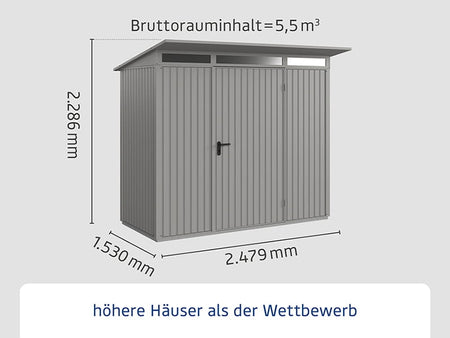 Ecostar Gerätehaus Trend-P,Typ 1, Grau Aluminium, 1 flg