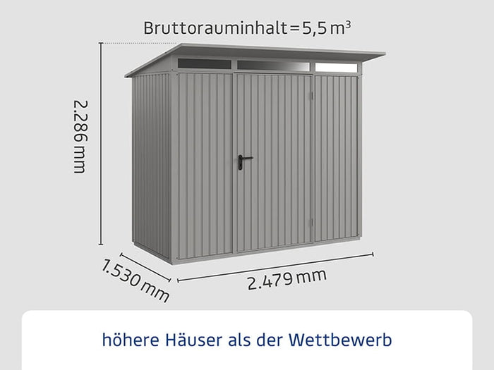 Ecostar Gerätehaus Trend-P,Typ 1, Grau Aluminium, 1 flg