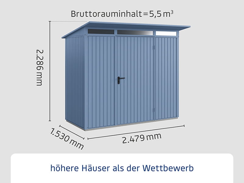 Ecostar Gerätehaus Trend-P,Typ 1, Taubenblau, 1 flg