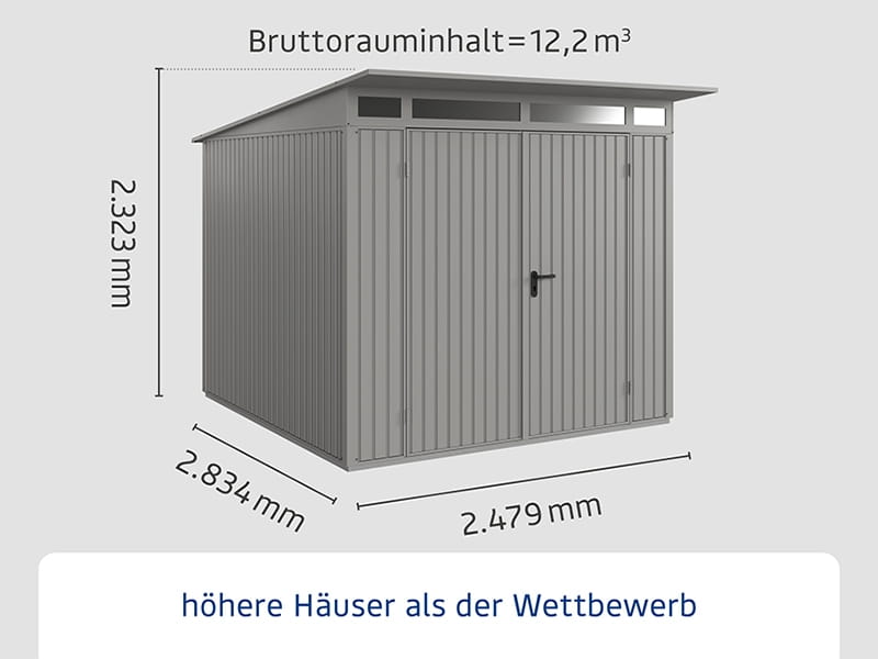 Ecostar Gerätehaus Trend-P,Typ 2, Grau Aluminum, 2 flg