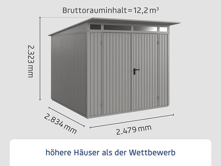 Ecostar Gerätehaus Trend-P,Typ 2, Grau Aluminum, 2 flg