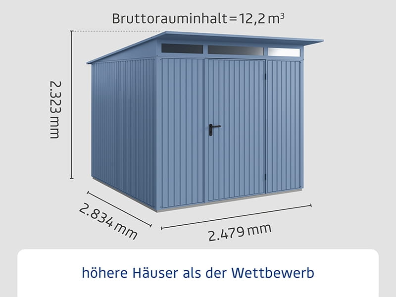 Ecostar Gerätehaus Trend-P,Typ 2, Taubenblau, 1 flg