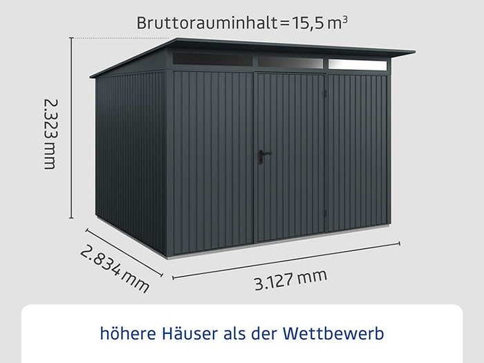 Ecostar Gerätehaus Trend-P,Typ 3, Anthrazitgrau, 1 flg