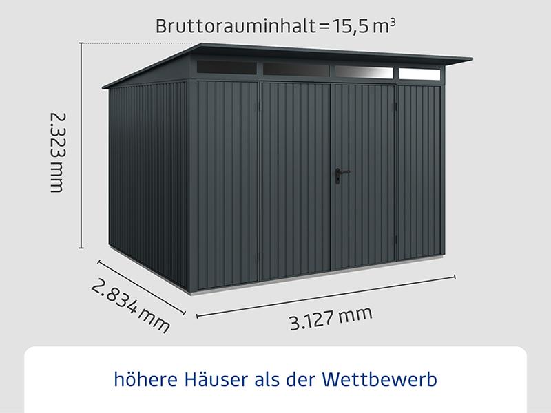 Ecostar Gerätehaus Trend-P,Typ 3, Anthrazitgrau, 2 flg