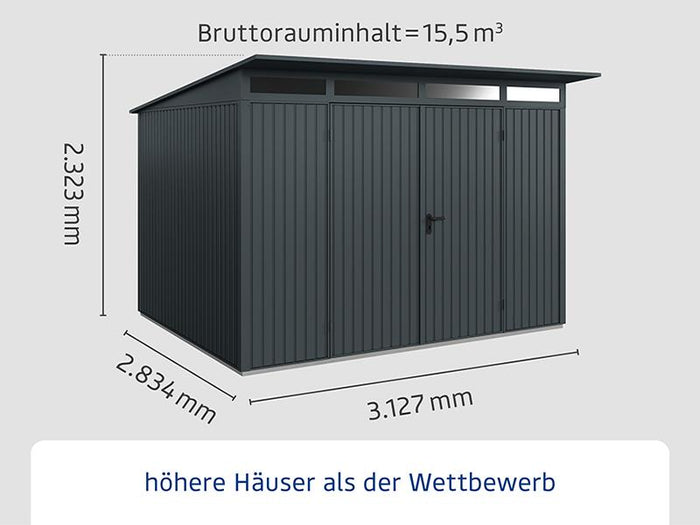 Ecostar Gerätehaus Trend-P,Typ 3, Anthrazitgrau, 2 flg