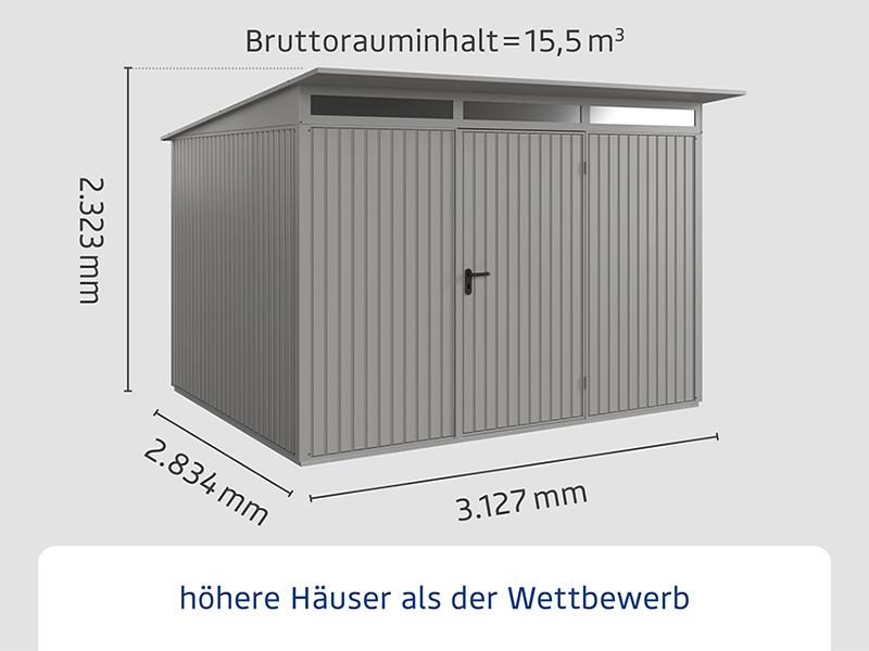 Ecostar Gerätehaus Trend-P,Typ 3, Grau Aluminum, 1 flg