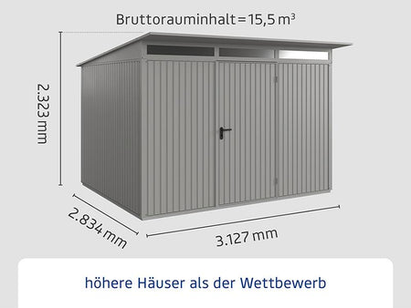 Ecostar Gerätehaus Trend-P,Typ 3, Grau Aluminum, 1 flg