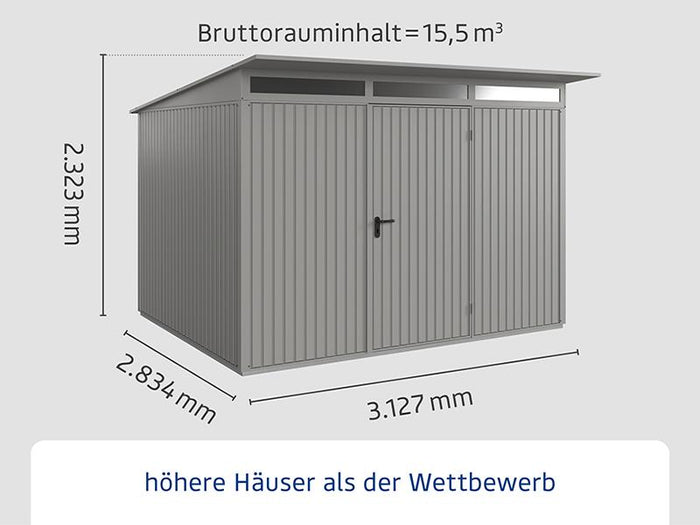 Ecostar Gerätehaus Trend-P,Typ 3, Grau Aluminum, 1 flg