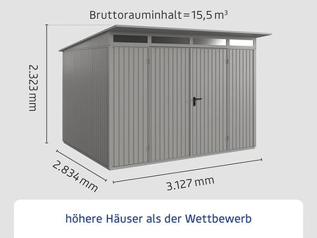 Ecostar Gerätehaus Trend-P,Typ 3, Grau Aluminum, 2 flg