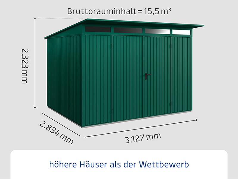 Ecostar Gerätehaus Trend-P,Typ 3, Moosgrün, 2 flg