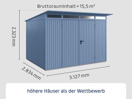 Ecostar Gerätehaus Trend-P,Typ 3, Taubenblau, 2 flg